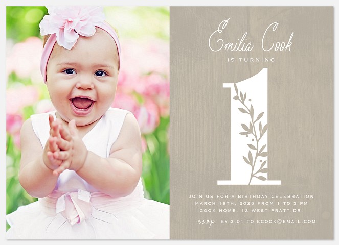 Rustic Number Kids' Birthday Invitations