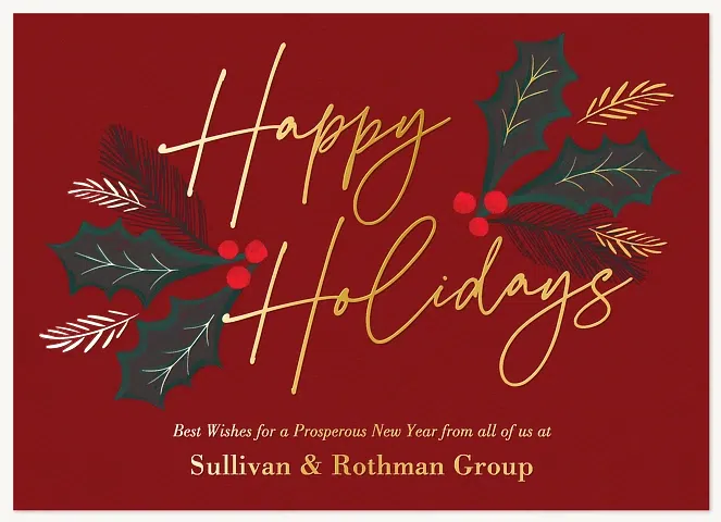 Crimson Cheer Business Holiday Cards