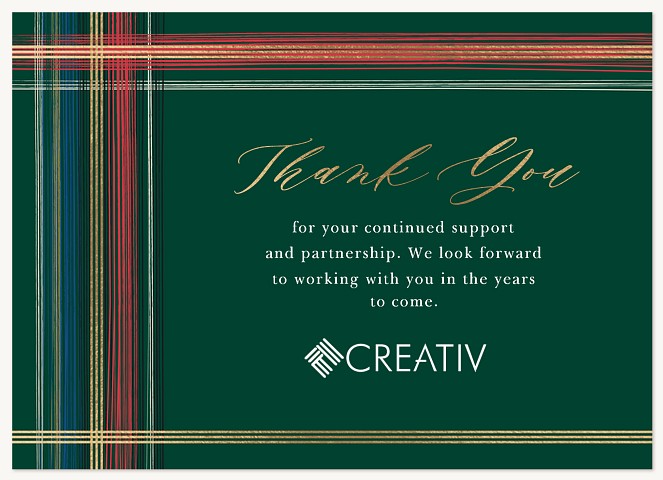 Stately Plaid Business Holiday Cards