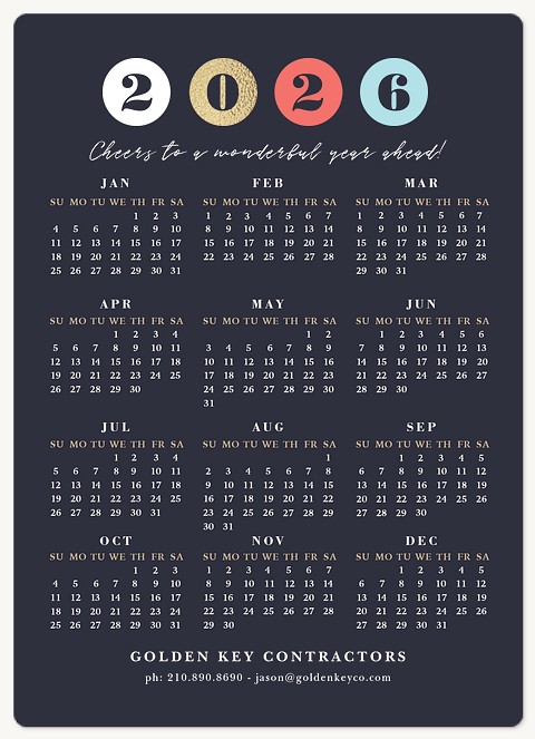 Festive Calendar Holiday & Christmas Magnet Cards