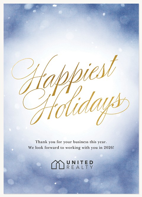 Bokeh Snow Flurry Business Holiday Cards