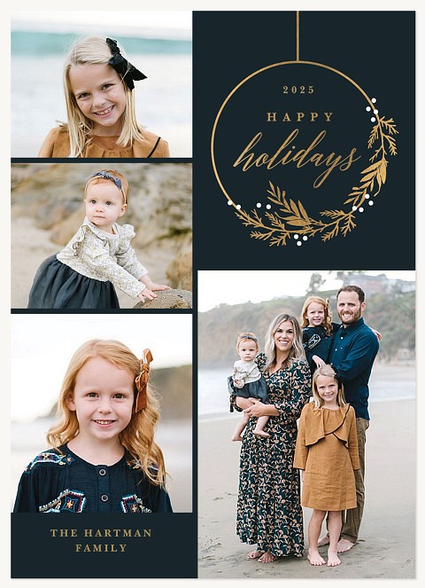 Gilded Wreath Photo Holiday Cards
