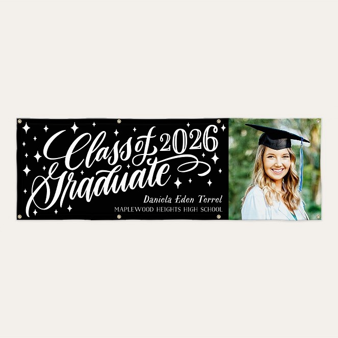 Starry Script Graduation Photo Banner Custom Banners