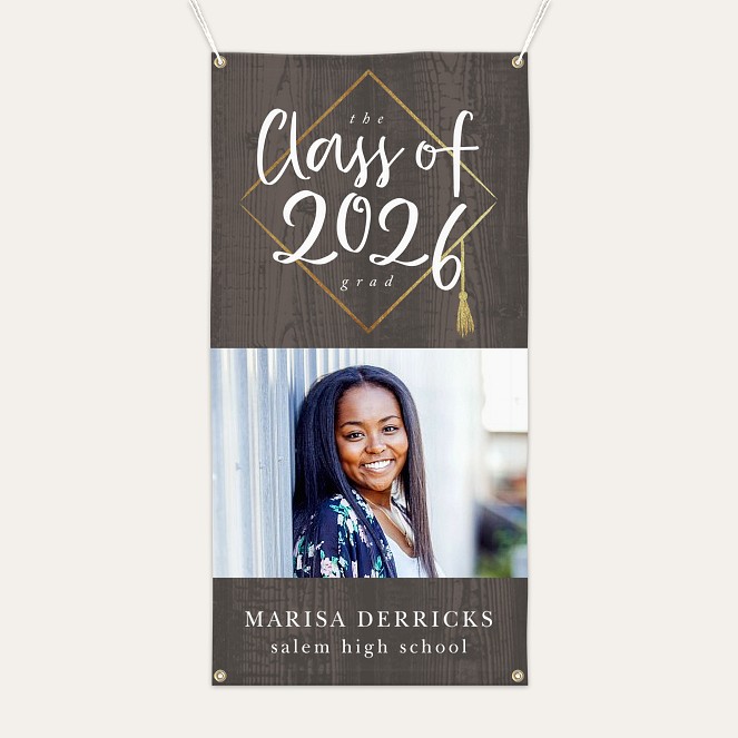 Shimmering Cap Graduation Photo Banner  Custom Banners