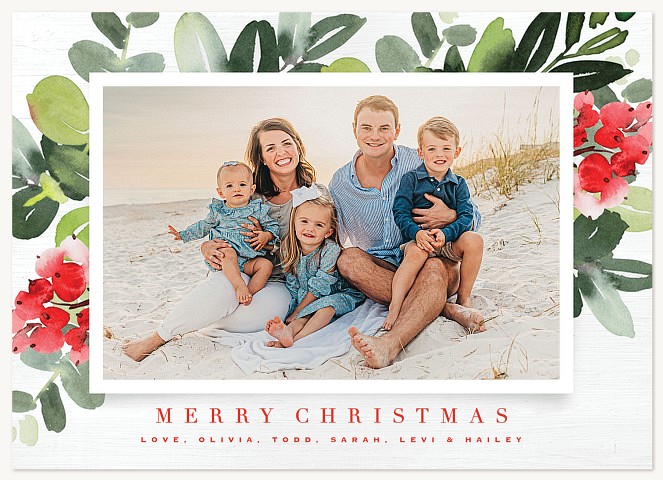 Watercolor Botanicals Personalized Holiday Cards