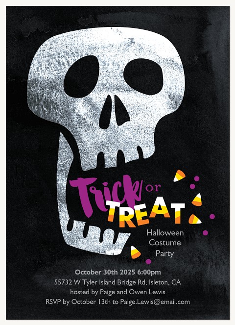 Skull and Candy Halloween Party Invitations