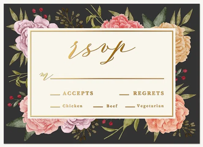 Midnight Floral Wedding RSVP Cards