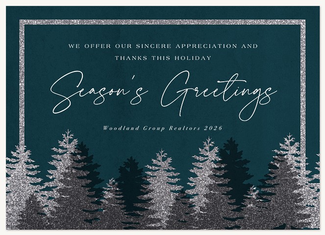 Glittery Forest Business Holiday Cards
