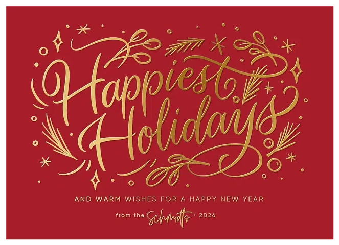 Leaf Lettering Personalized Holiday Cards