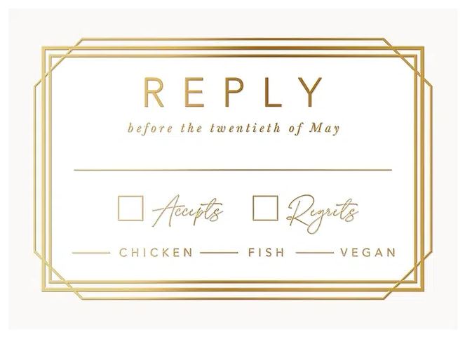 Modern Deco Wedding RSVP Cards