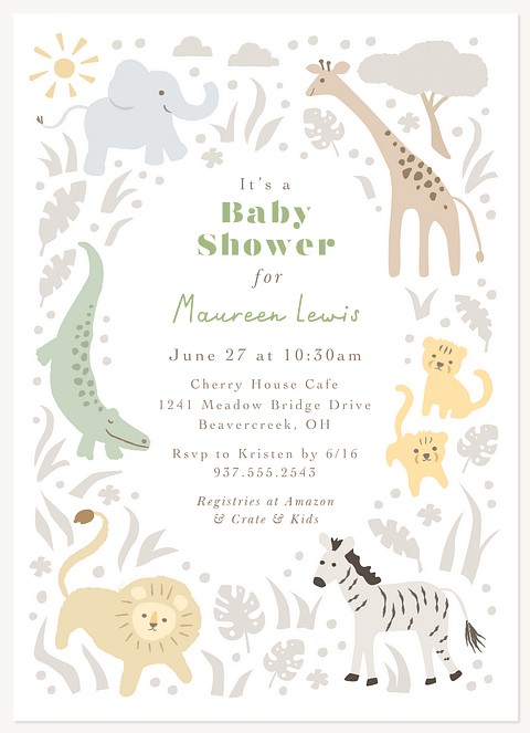 Safari Friends Baby Shower Invites