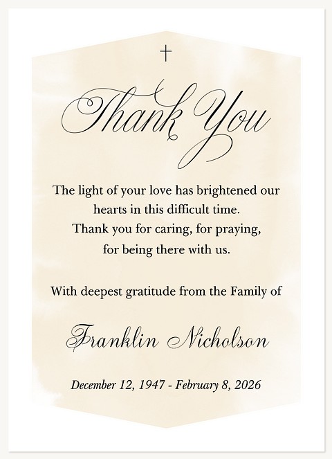 Appreciation Script Memorial & Sympathy Cards