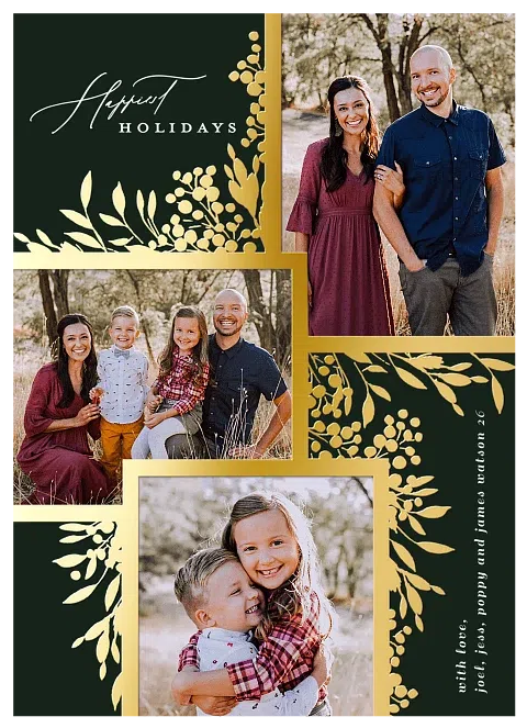 Botanical Collage Personalized Holiday Cards