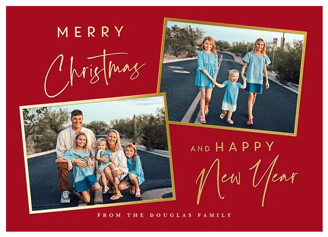 Duo Snapshots Personalized Holiday Cards