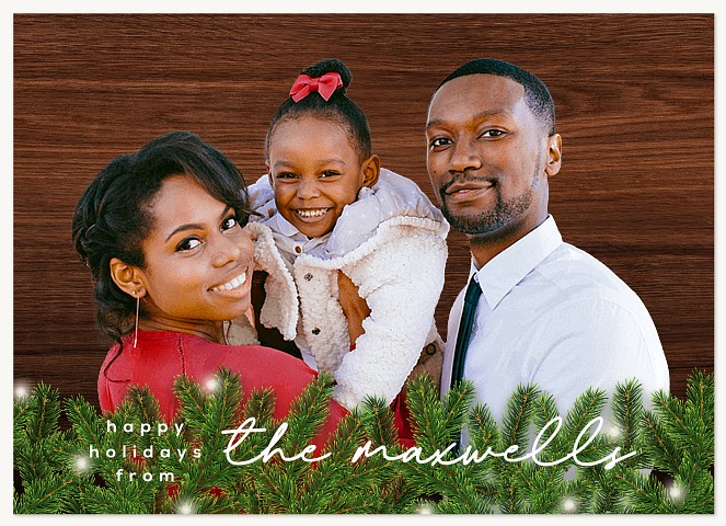 Pine Garland Personalized Holiday Cards
