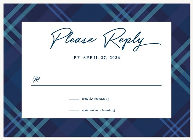 Plaid Border Bar Mitzvah RSVP Cards