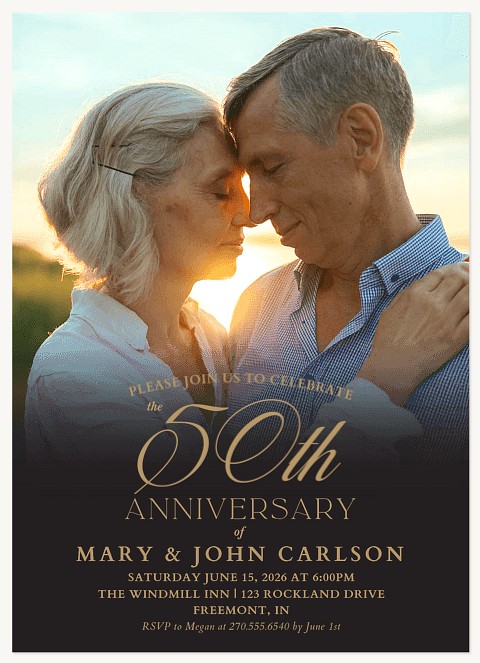 Fiftieth Overlay Wedding Anniversary Invitations