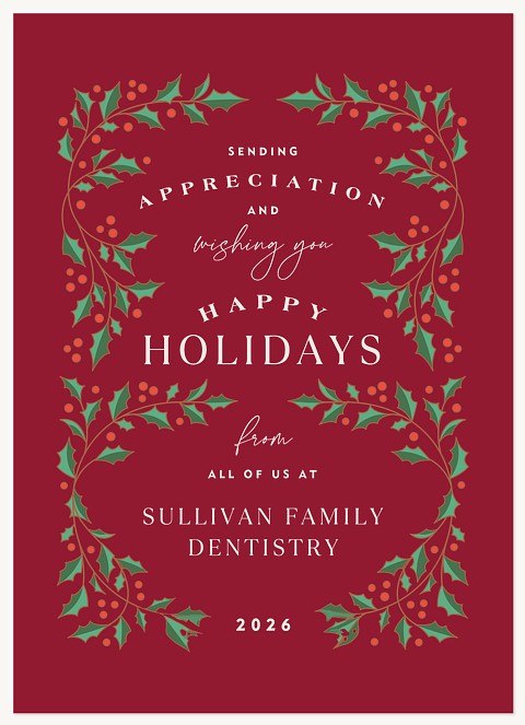 Holly Borders Business Holiday Cards