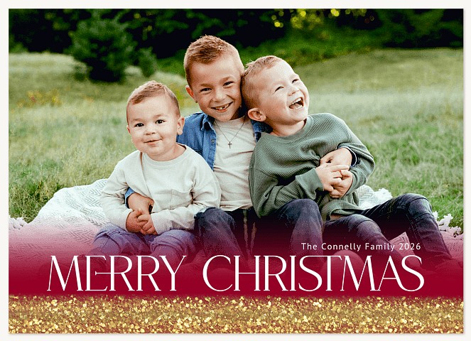 Glitter Overlay Personalized Holiday Cards