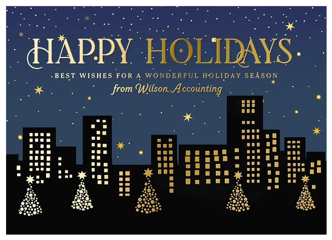 City Skyline Business Holiday Cards