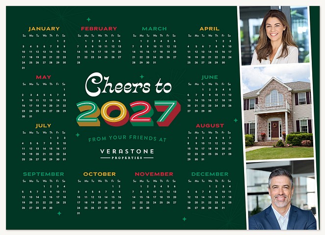 Retro Calendar Business Holiday Cards