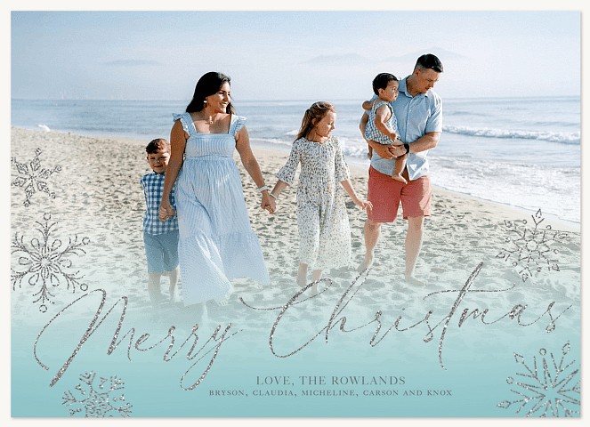 Pretty Script Foil Personalized Holiday Cards
