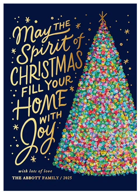 Colorful Tree Personalized Holiday Cards