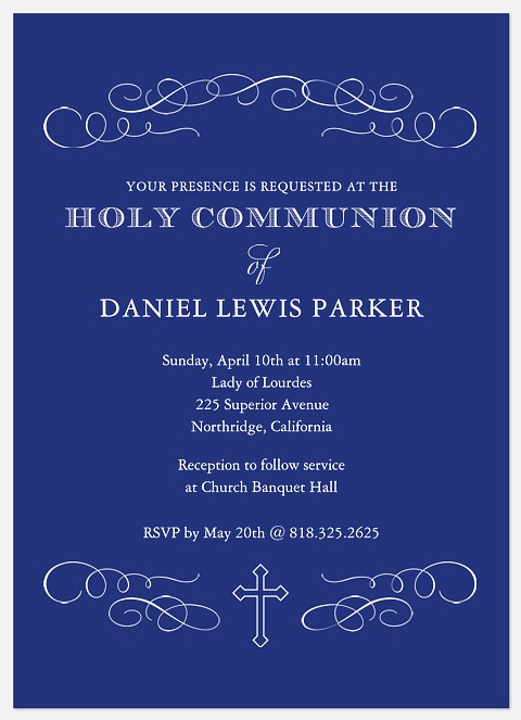 Scroll Announcement First Communion Invitations