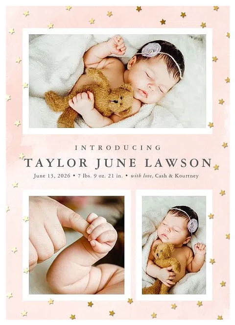 Stellar Introduction Girl Baby Announcements