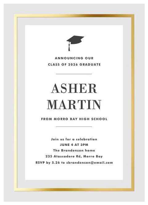 Gold Classic Graduation Announcements