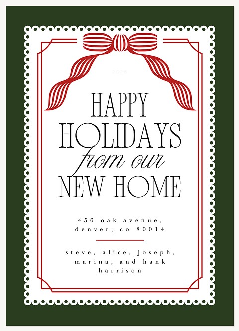 Striped Bow Personalized Holiday Cards
