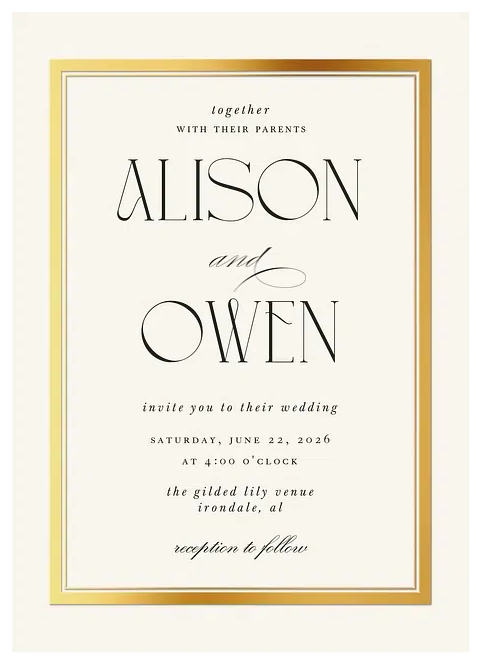 Gilded Frame Wedding Invitations
