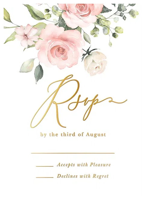 Watercolor Roses Bat Mitzvah RSVP Cards