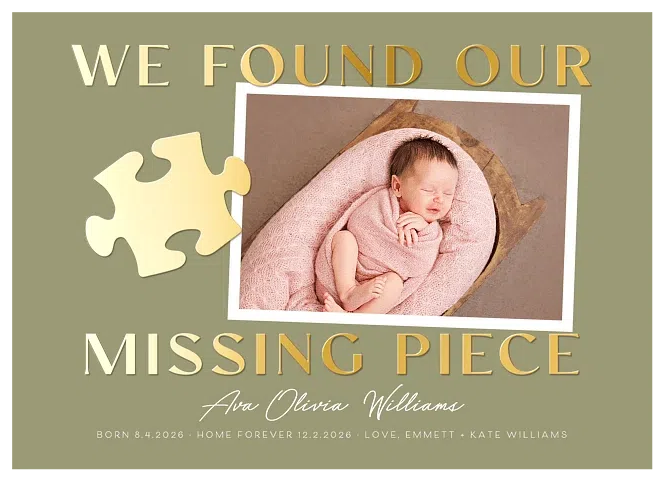 Missing Piece Baby Announcements