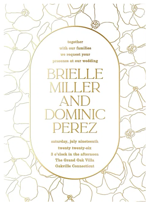 Lined Floral Wedding Invitations