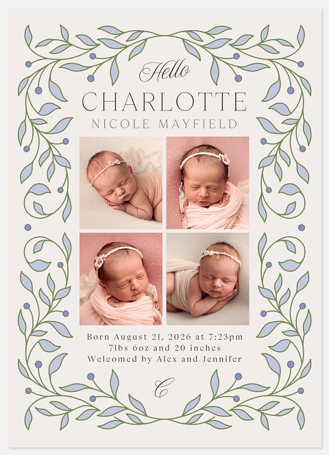 Sweet Peas Baby Birth Announcements