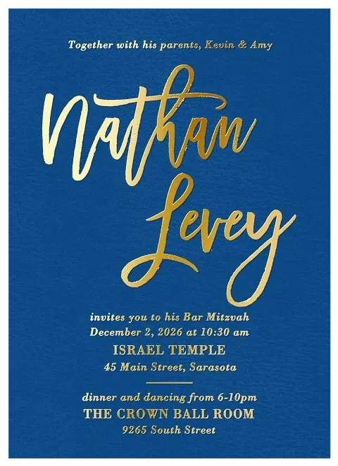 Handwritten Fete Bar Mitzvah Invitations