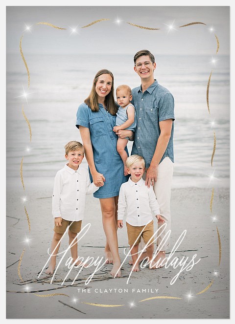 Ribbon Fairy Lights Holiday Photo Cards