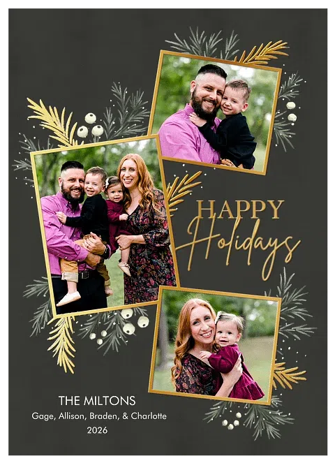 Gilded Branches Personalized Holiday Cards