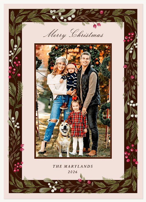 Cranberry & Pine Personalized Holiday Cards