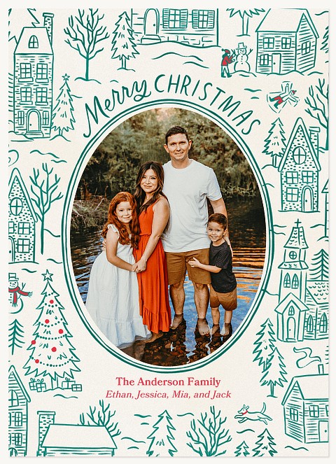 Winter Village Personalized Holiday Cards