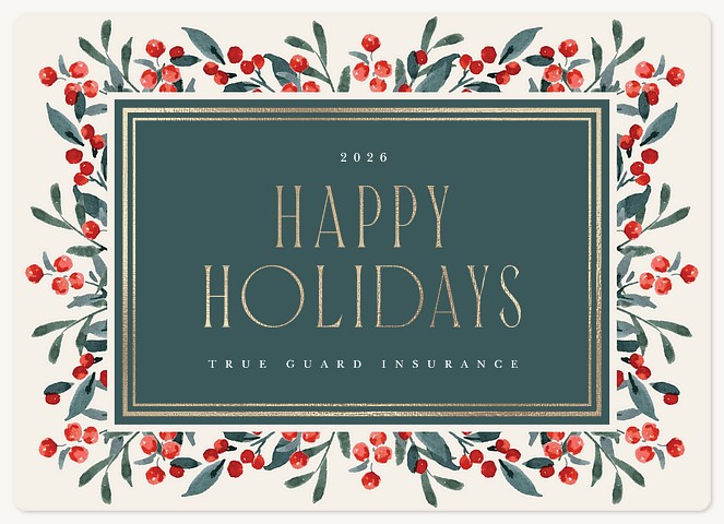 Winter Berry Wreath Holiday & Christmas Magnet Cards