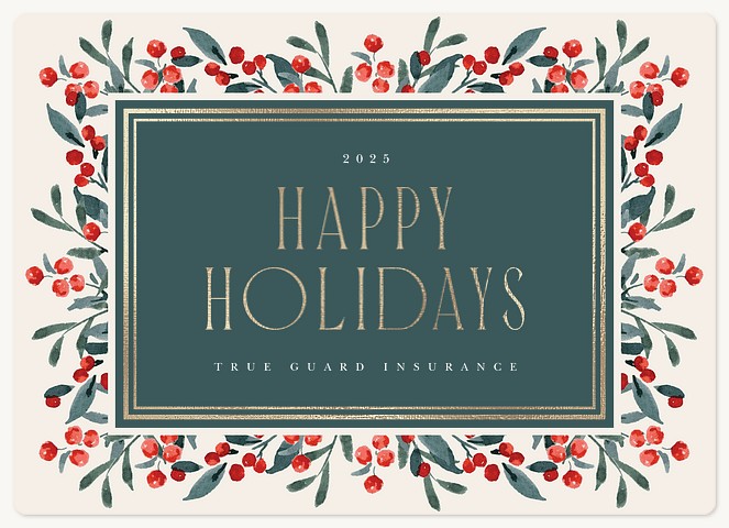 Winter Berry Wreath Holiday & Christmas Magnet Cards