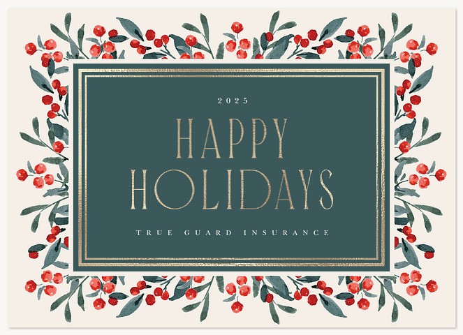 Winter Berry Wreath Business Holiday Cards