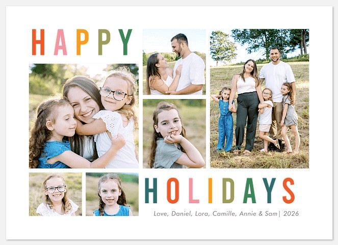 Colorful Collage Holiday Photo Cards