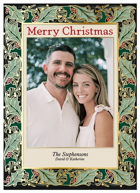 Ornate Berries Personalized Holiday Cards
