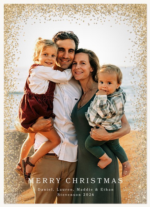 Golden Glitter Personalized Holiday Cards