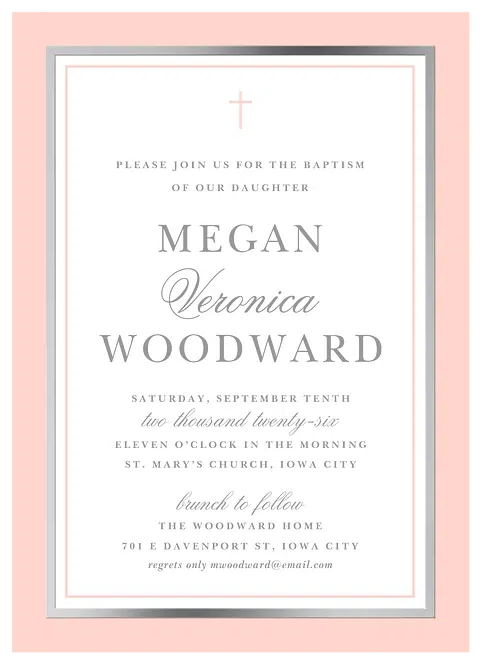 Genteel Frame Baptisms & Christening Invitations