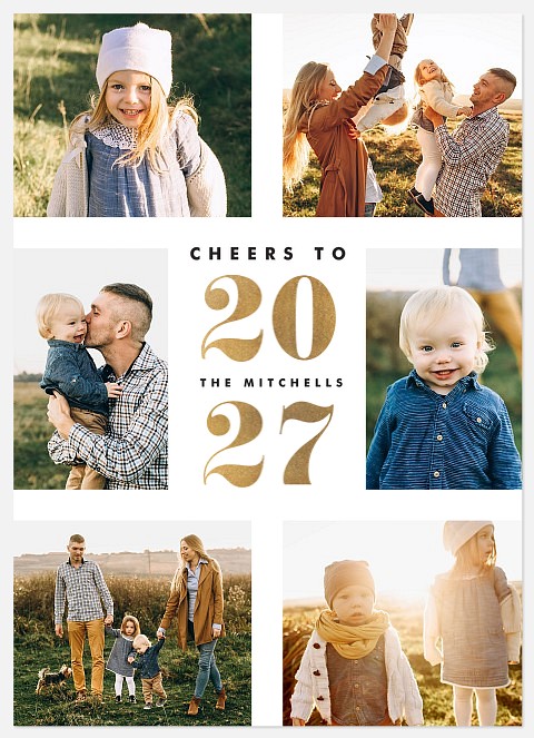 Golden Cheer Holiday Photo Cards