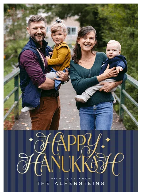 Blue Stripes Hanukkah Cards